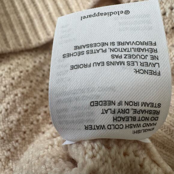 Elodie Women’s Crew Neck Knit Pullover Cream Crop Sweater NWT Cozy size Small - Picture 6 of 7